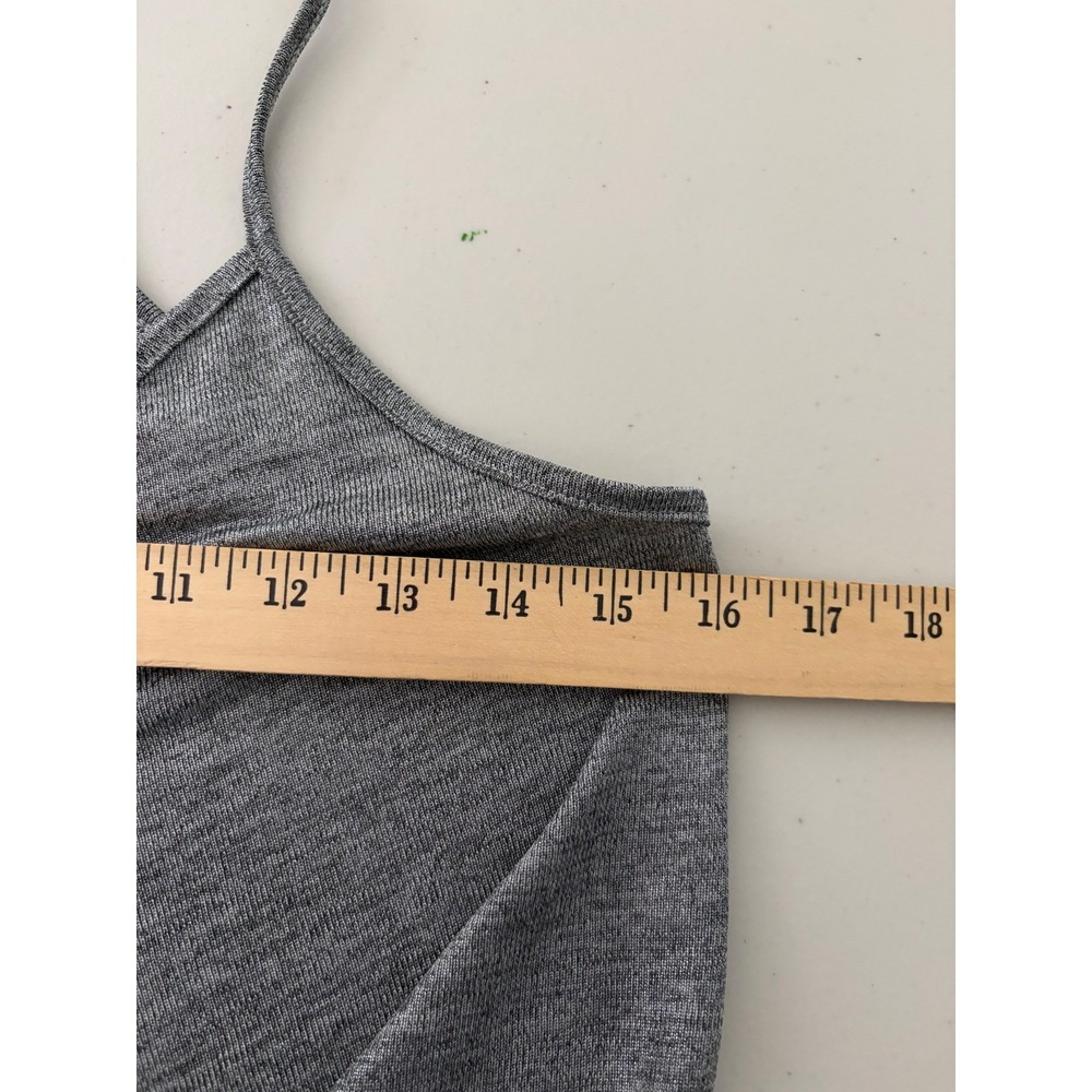 Lily White Gray Surplice Tank Top Spaghetti Strap Racerback Cami Small - Picture 5 of 6